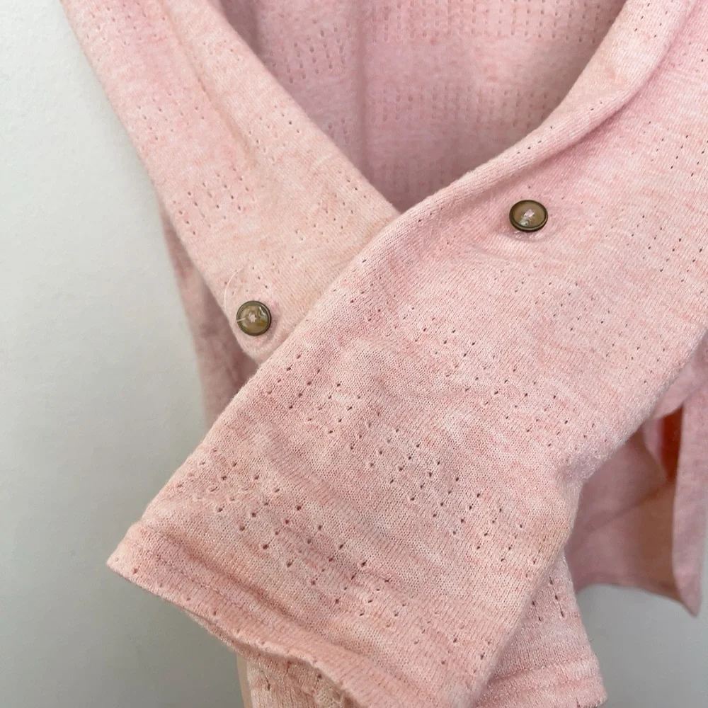 Anthropologie Akemi + Kin Womens Medium Pink Sylvie Pointelle Top